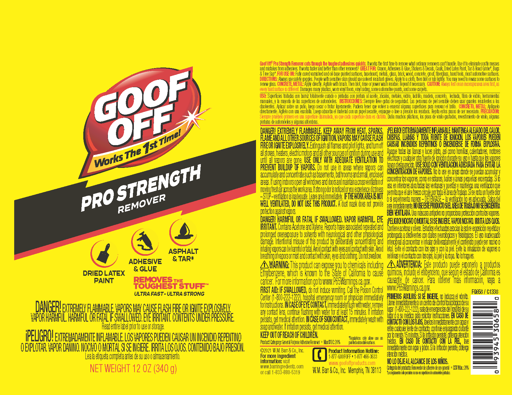 Goof Off FG658 Professional Strength Remover, Aerosol 12-Ounce
